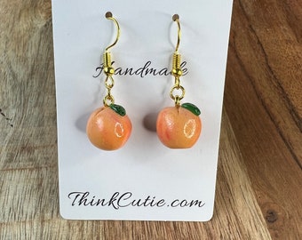 Handmade Polymer Clay Peach Earrings