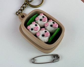 Kawaii Sushi Bento Box Miniature Rice Pigs Polymer Clay