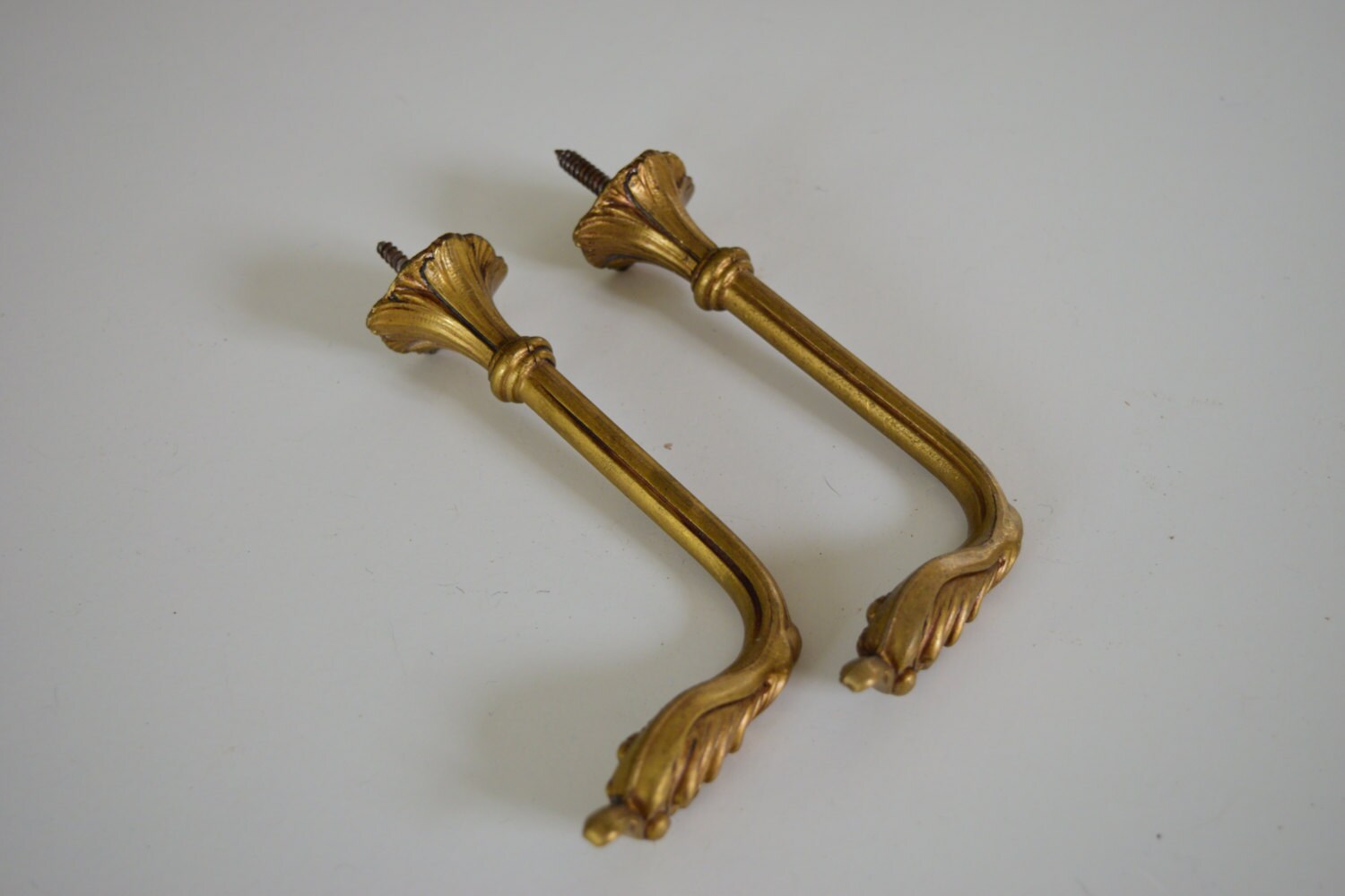 Antique French Ormolu Brass Curtain Tiebacks 1920s Elegant Etsy