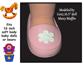 3-3//8/" WHITE SOFT CRIB SHOES WITH PINK LACE TRIMS REBORN BABY DOLLS KEEPSAKES