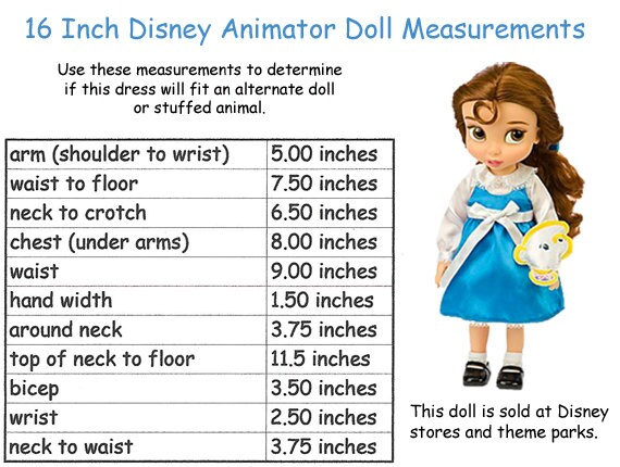 disney animator doll measurements