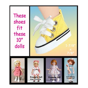 fits Patsy, Ann Estelle, Linda McCall 10 inch Tonner dolls and Kish Bethany, Vintage Yellow Canvas Lace Up Sneakers for collector dolls