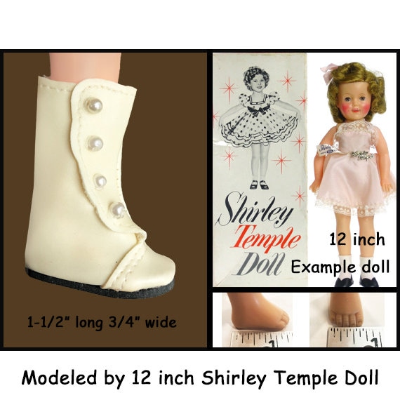 Vintage Cream Side Button Victorian Faux Leather Doll Boots
