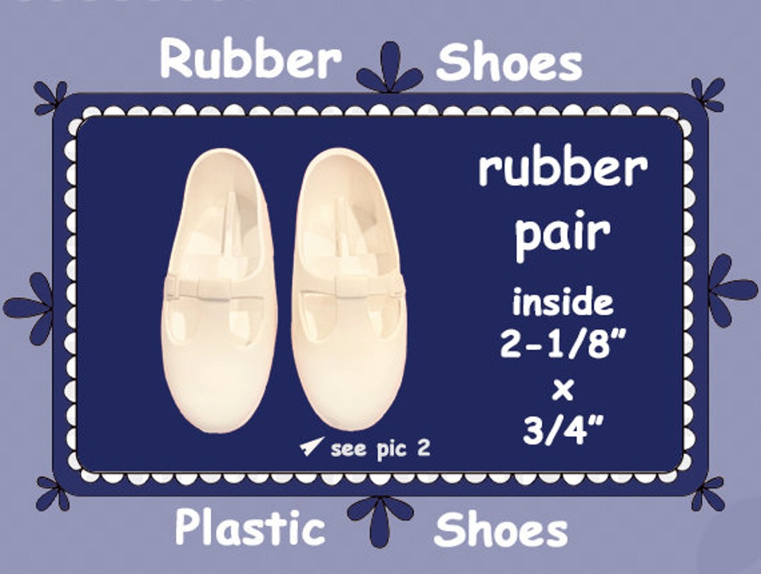 Vintage White Rubber Doll Shoes, Size 519902 Imprinted in Sole, 1950