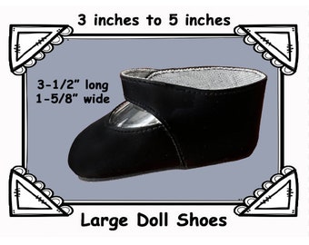 Vintage black mary jane doll shoes, collectible doll shoes, black doll shoes, large black doll shoes, reborn doll black shoes