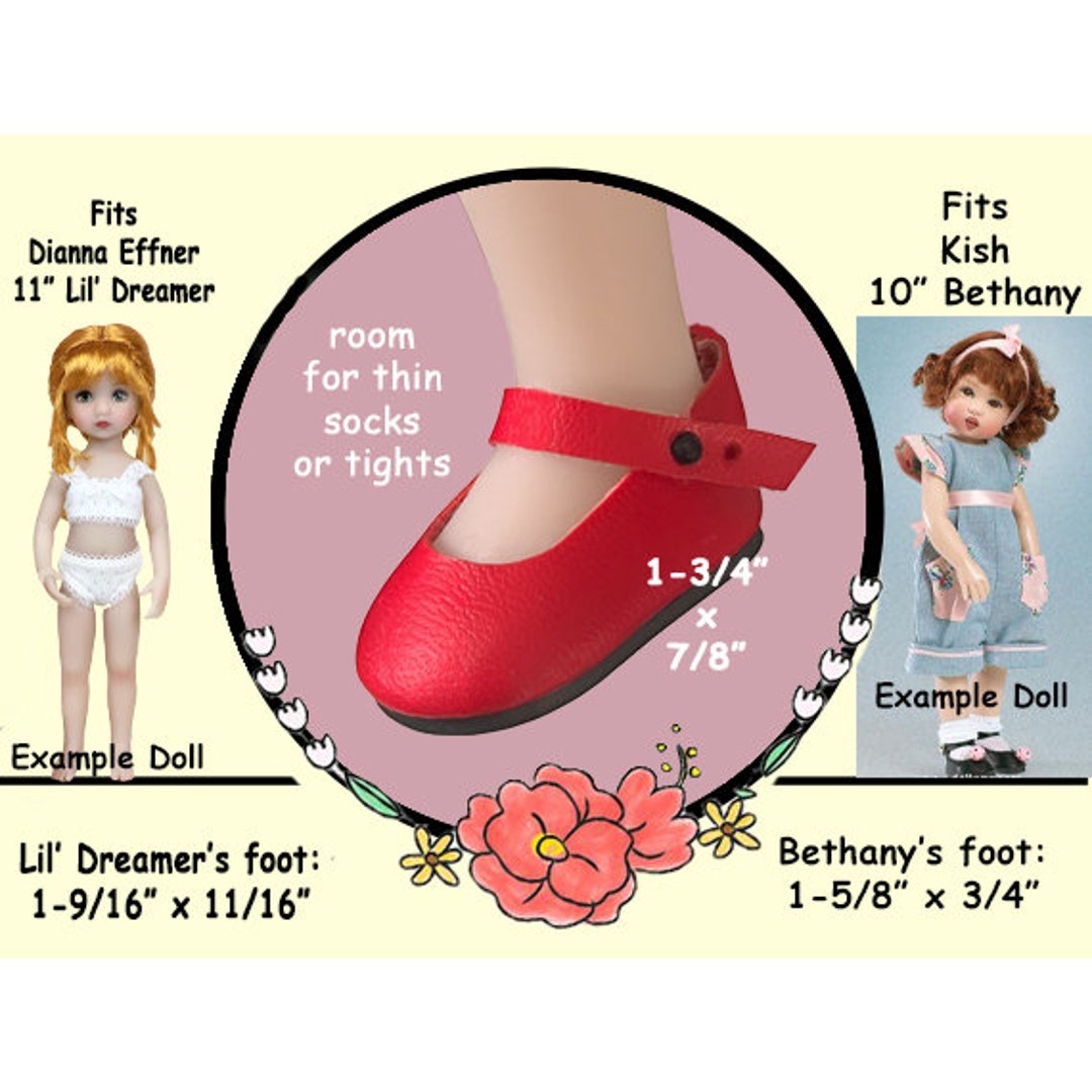 Vintage Red Mary Jane Style Doll Shoes Doll Shoes Fit Etsy