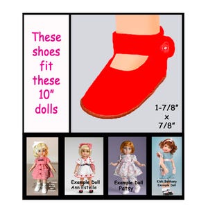 Vintage dark red shiny vinyl mary jane style doll shoes, fits 10" Tonner dolls Sophie, Ann Estelle, Patsy, Linda McCall and Kish Bethany