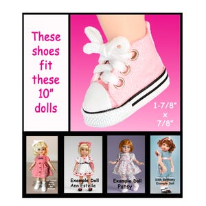 fits Patsy, Ann Estelle, Linda McCall 10 inch Tonner dolls and Kish Bethany, Vintage Light Pink Canvas Lace Up Sneakers for collector dolls