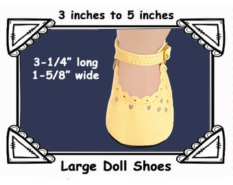 Vintage yellow matte leatherette mary jane doll shoes, Large doll shoes, Monique doll shoes , collectible doll shoes, reborn shoes