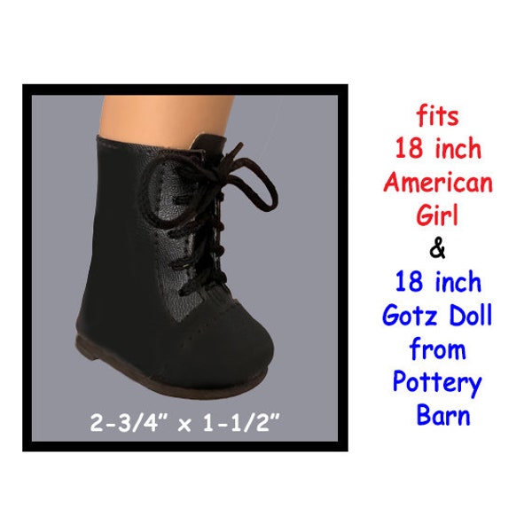 Vintage Boots for 18 inch American Girl dolls, boots fit Pottery Barn 18 inch Gotz doll, black lace up boots, Monique black boots