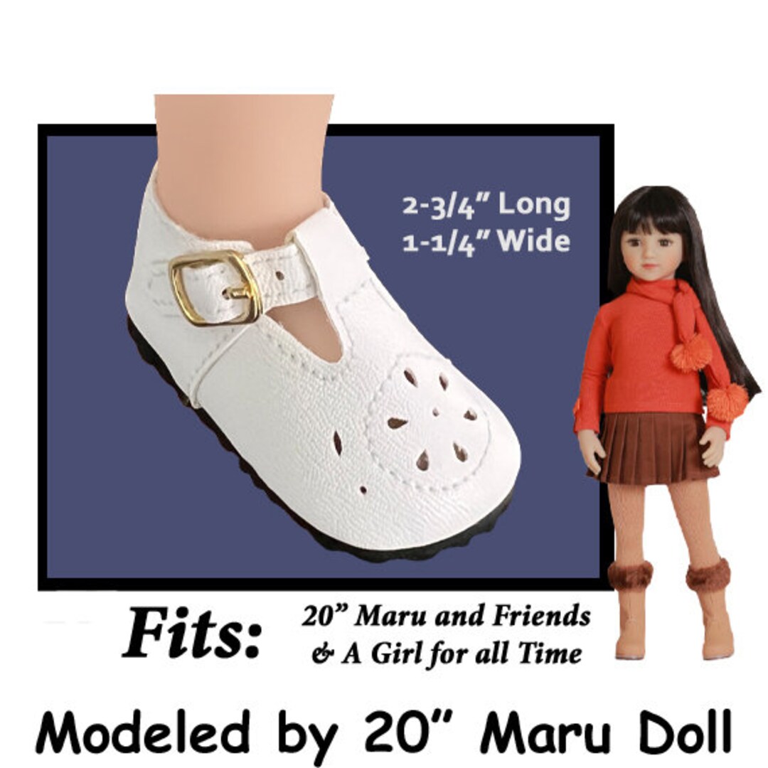 Maru and A Girl for All Times, Vintage White T Strap Doll Shoes, White