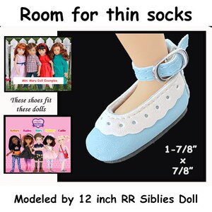 Ruby Red Siblies and Mini Maru Pals doll blue mary jane doll shoes, vintage blue vinyl mary jane shoes with ankle buckles
