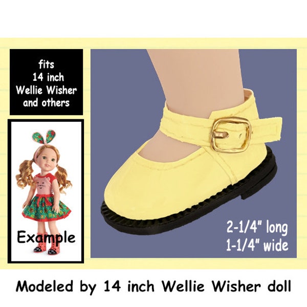 Vintage Yellow Patent Mary Jane Doll Shoes for Disney My First Princess Toddler doll, Wellie Wisher doll, Adora Playtime and Gotz Muffin