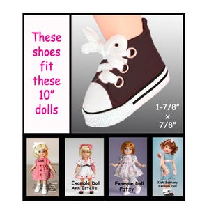 fits Patsy & Ann Estelle 10 inch Tonner dolls and Linda McCall dolls, Vintage Black Canvas Lace Up Doll Sneakers, black doll tennis shoes
