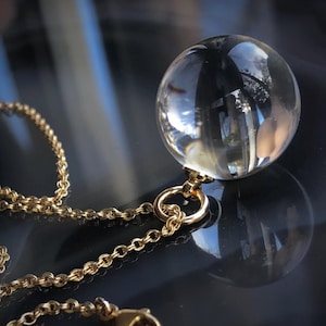 Pools of Light 20mm Genuine Rock Crystal Quartz Orb Pendant Necklace: 14K Gold Filled