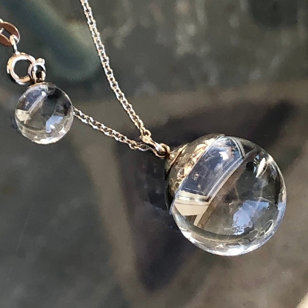 Un-Drilled Pools Of Light 18mm Genuine Rock Crystal Quartz Orb Pendant / Hand Forged Sterling Bead Cap / 8mm Un-drilled POL Clasp Charm