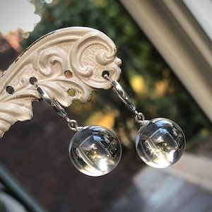 Pools of Light 14mm Genuine Rock Crystal Quartz Orb Huggie Earrings: Sterling