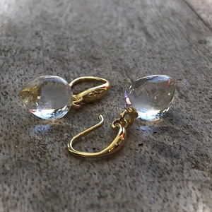 Pools of Light Petite Floating Rock Crystal Quartz Acorn Drops & 14K Gold Filled Wires / Minimalist /April Birthday / OOAK /Girl's Earrings