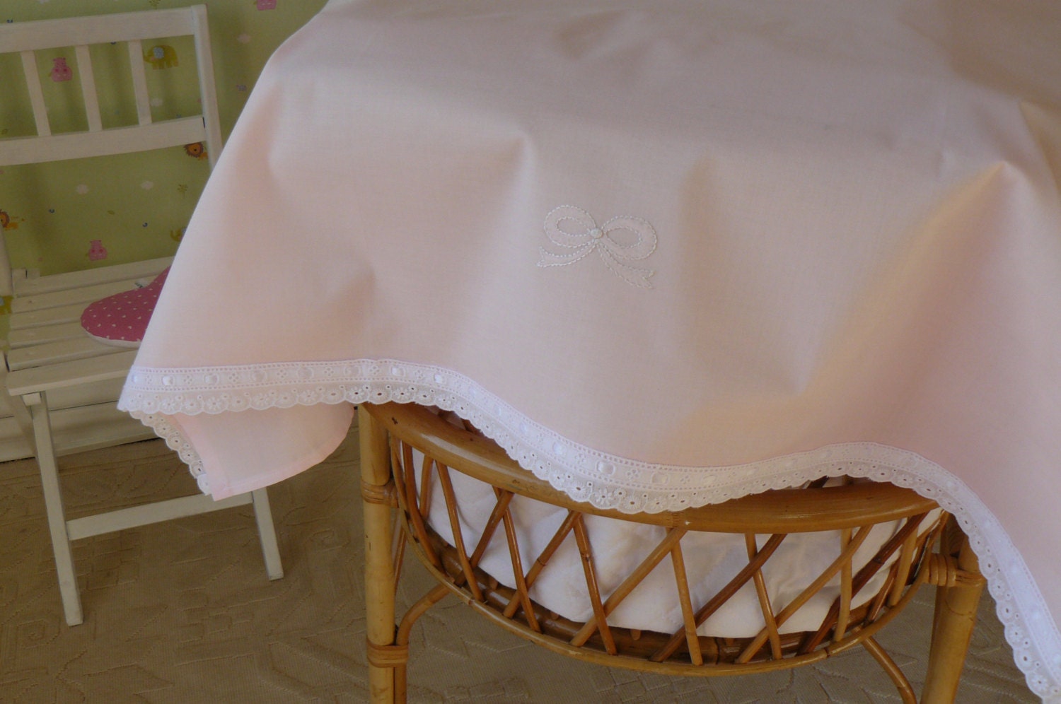 Pure cotton rose crib or sheet Bow. Etsy