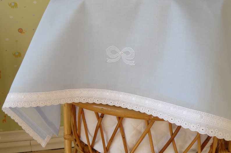 Pure Cotton Blue or Crib Sheet bow. Baby Etsy