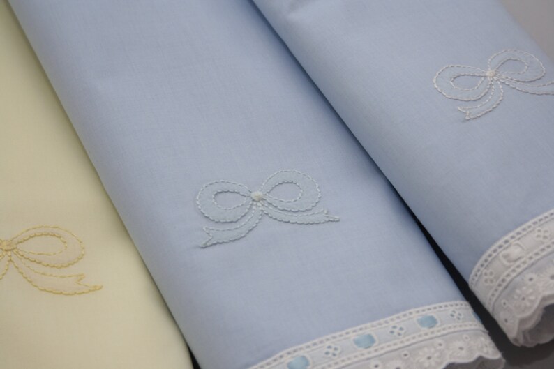 Pure Cotton Blue or Crib Sheet bow. Baby Etsy