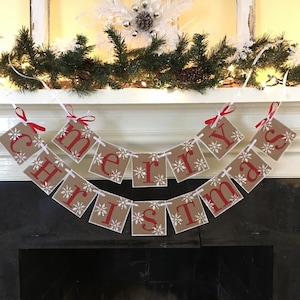 Merry Christmas banner Snowflake Christmas decoration sign garland Old Fashioned Christmas Decor Christmas Holiday Decorations