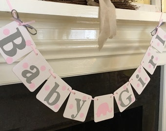 BABY Shower Decorations Polka Dots Elephant Baby Girl Banner Baby Shower Banner Elephant Nursery Decor It's A Girl Boy You Custom Colors