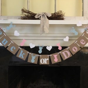 Buck or Doe Gender Reveal Baby Shower Decorations Buck Or Doe Banner Stag Doe Deer Decorations Banner Boy or Girl In Your Color Choices