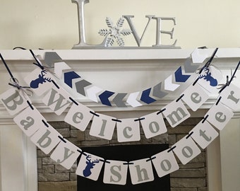 Little Buck Baby Shower Decorations Welcome Baby Banner Buck Decor Woodland Deer Personalized Baby Name Banner Buck Or Doe Custom Colors