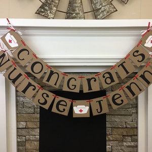 Nurse Graduation Decoration Graduation Banner Congrats Name Banner RN Graduation Nurse Graduation Party Decor Class of 2024 Custom Colors