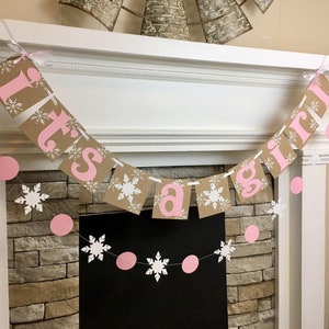 Little Snowflake Baby Shower Decorations Winter Baby Shower It&#39;s a Girl banner It&#39;s a Boy Banner Girl Snowflake Baby Shower Custom Colors