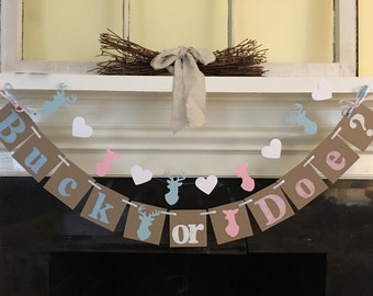 "It's A Buck" Light Blue Camo Banner - 2.3 Meter Long Gender Reveal Decoration