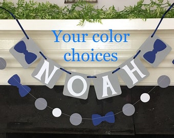 Little Man Baby Shower Decorations Bow Tie Child's Name Banner Mr. Onederful Birthday Banner Baby Shower Shower Decorations Bow Tie Garland