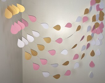 Baby Sprinkle Decorations - Raindrop Garland Raindrop Nursery decorations Sprinkle Shower Baby Shower Decor Paper Raindrops Custom Colors