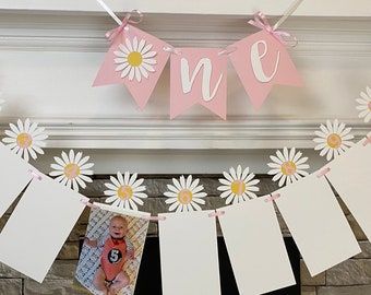 Daisy First Birthday Decorations Daisy 12 Month Photo Banner Summer Floral Groovy Daisy 1st Year Photo Banner Daisy Milestone Banner
