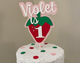 STRAWBERRY Cake Topper Strawberry Party Decorations Berry 1st Birthday smash cake topper Shortcake Personalized Name First Birthday ANY AGE