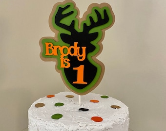 Little Buck Cake Topper Deer Decorations Little Birthday smash cake topper OneDeerful Personalized Name First Birthday ANY AGE Hunting theme