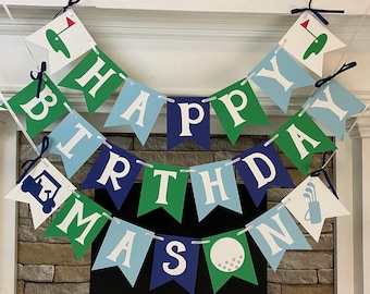 Decoraciones de golf para el primer cumpleaños Pancarta náutica de golf con nombre Guirnalda de golf para el primer, segundo y tercer cumpleaños Par-Tee de golf para cumpleaños