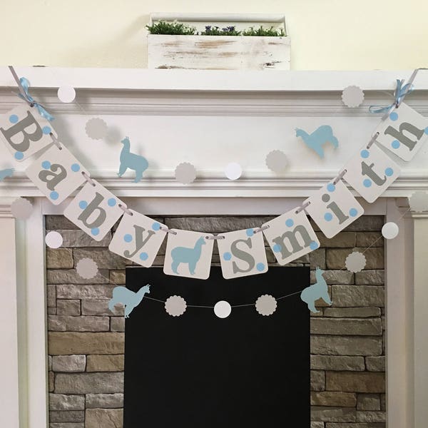 Llama Baby Shower Decorations Baby Name Banner LLama Nursery Decorations LLama Garland Your Color choices Custom Personalized Name