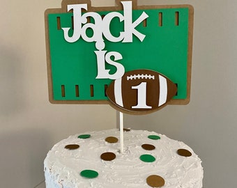 Football Cake Topper Football Helmet Party Decorations Football personalized Name First Birthday 1st Down smash cake Any Age Custom Colors