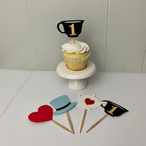 Alice In ONEDERLAND Cupcake Toppers Onederland Birthday Decorations Onederland cupcake toppers First Birthday 1st Birthday ANY AGE