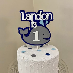 Whale Cake Topper Nautical Whale Decorations Nautical Whale Birthday smash cake topper  Personalized Name First Birthday ANY AGE Anchor