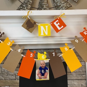 Thanksgiving First Birthday Decorations I am 1 ONE High Chair Banner Little Turkey 12 Month Photo Banner Thanksgiving 1st Year Photo Banner