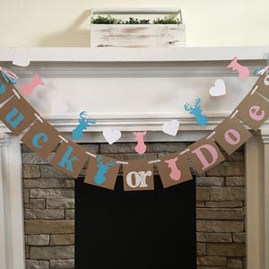 Buck or Doe Gender Reveal Baby Shower Decorations Buck Or Doe Banner Stag Doe Deer Decorations Banner Boy or Girl In Your Color Choices