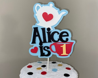 Alice In ONEDERLAND Birthday Cake Topper Party Decorations Onederland smash cake topper Personalized Name First Birthday 1st Birthday