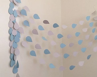 Baby Sprinkle Decorations - Raindrop Garland Raindrop Nursery decorations Sprinkle Shower Baby Shower Decor Paper Raindrops Custom Colors