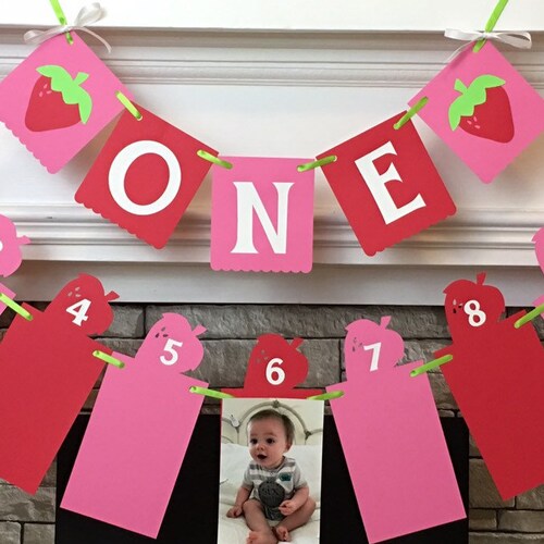 Berry Sweet Frst Brthday Strawberry Hgh Char Banner Frst Brthday