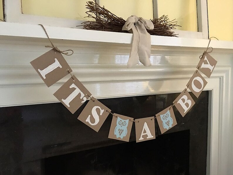 It/'s a BOY banner OWL Baby shower decoration Baby boy announcement Woodland Themed Shower It/'s A girl Banner woodland Owl Shower Decor