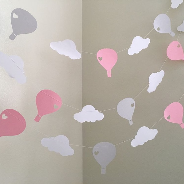 Hot Air Balloon Decorations Up Up and Away Baby Shower Birthday Party Decorations Hot Air Balloon Garland Nursery Decor Custom Colors