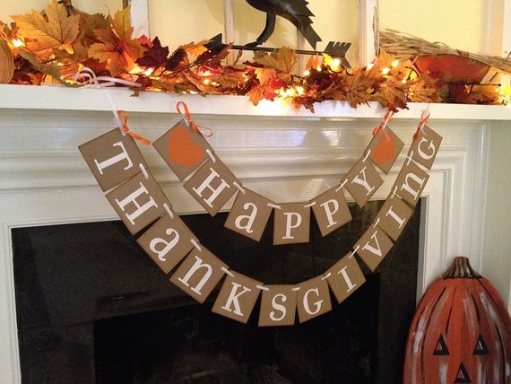 HAPPY THANKSGIVING Banner Thanksgiving Decorations Fall Decor Holiday Decorations Thanksgiving Garland Thankful Give Thanks Garland Il_570xn
